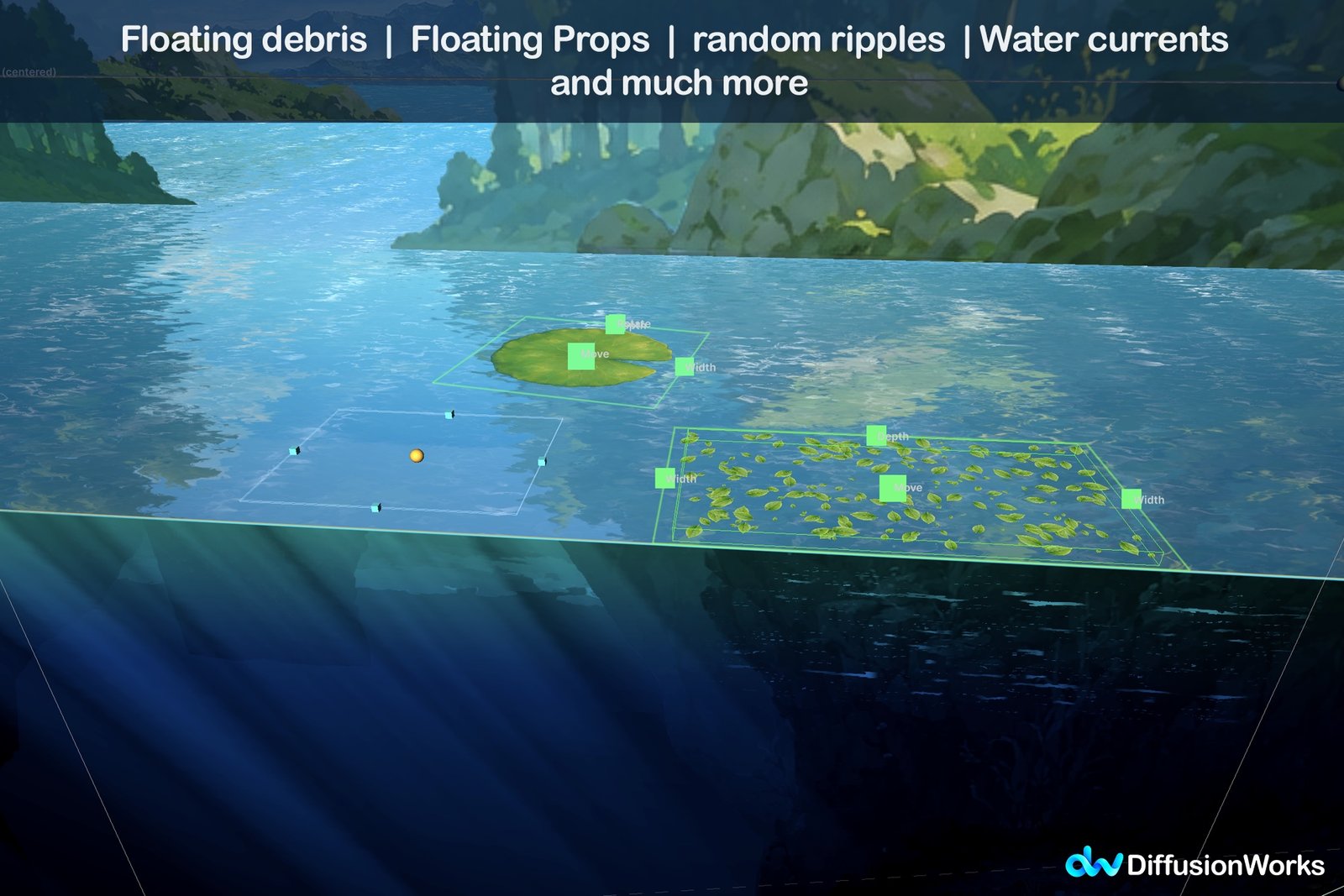 Ultimate Water 2D's custom Inspector alongside a water scene.